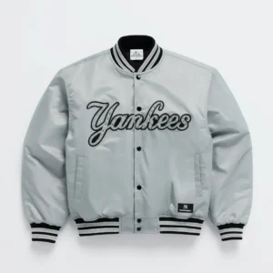 Yankees Grey Madhappy Down Baseball Jacket